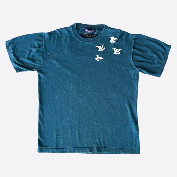 Louis Vuitton Blue & White Music Note Logo Intarsia T-Shirt